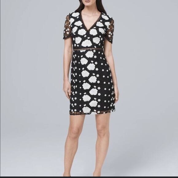 Monique Lhullier Eva lace dress floral black white sz 14 - Picture 1 of 10